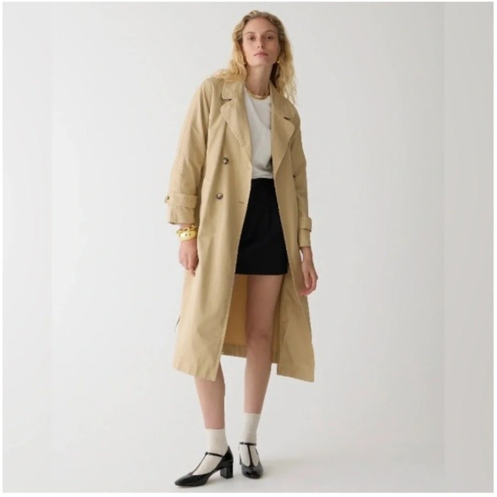 J.Crew Womens XL Relaxed Heritage Trench Coat Tan Khaki Double Breasted Jacket